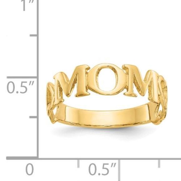 14K Yellow Gold MOM Ring for Mother's Day Gifts - 6.50mm - Picture 5 of 6